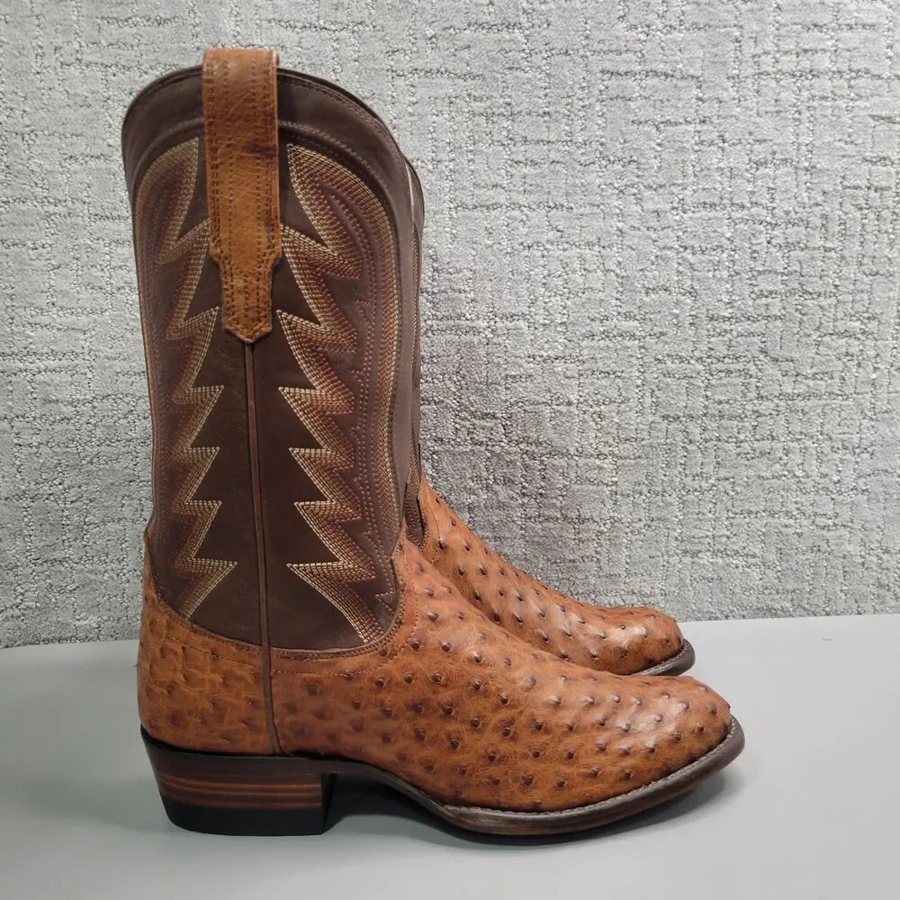Tecovas The Wyatt II Men's Size US 8.5EE Pecan Ostrich Cowboy Western Boots.